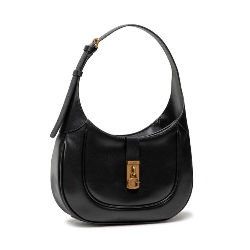 Guess Maimie Hobo Black Synthetic Leather Handbag for Women — Luxury Designer Bag (29x17.5x7 cm).